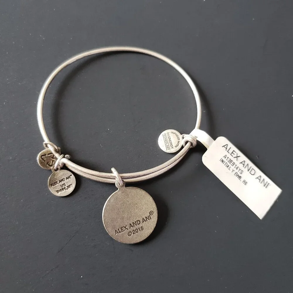NWT Alex and Ani Y Initial Letter Silver Charm Bracelet Bangle 741